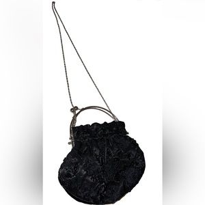 Beaded silk clutch purse with shoulder chain vintage